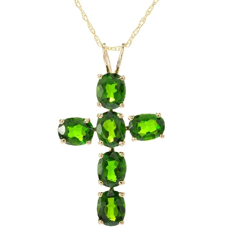 rose gold initial necklace-14k Yellow Gold Chrome Diopside Cross Pendant