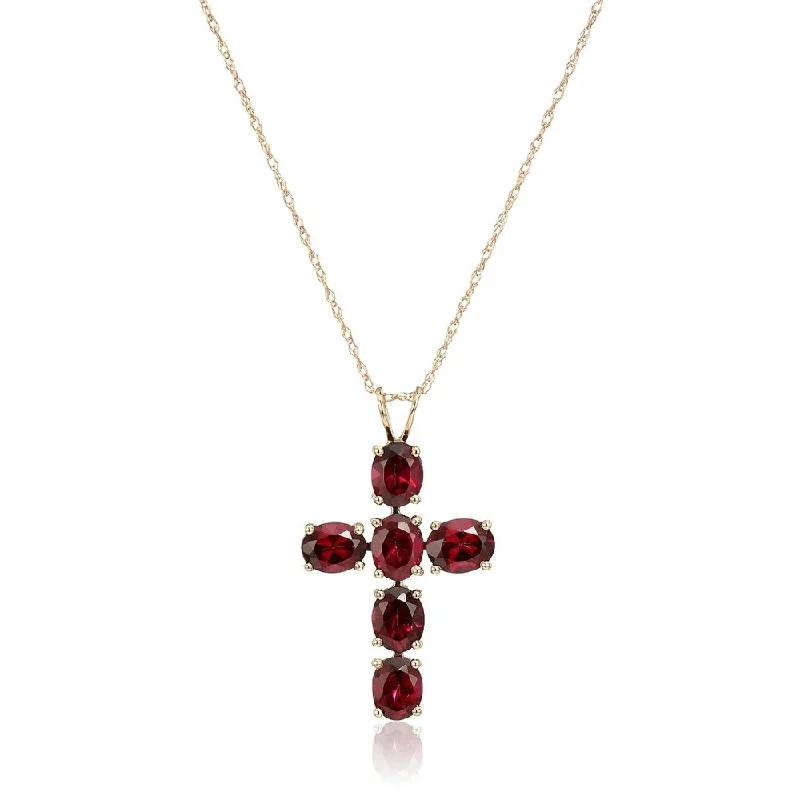 long gold pendant necklace-14k Yellow Gold Rhodolite Cross Pendant