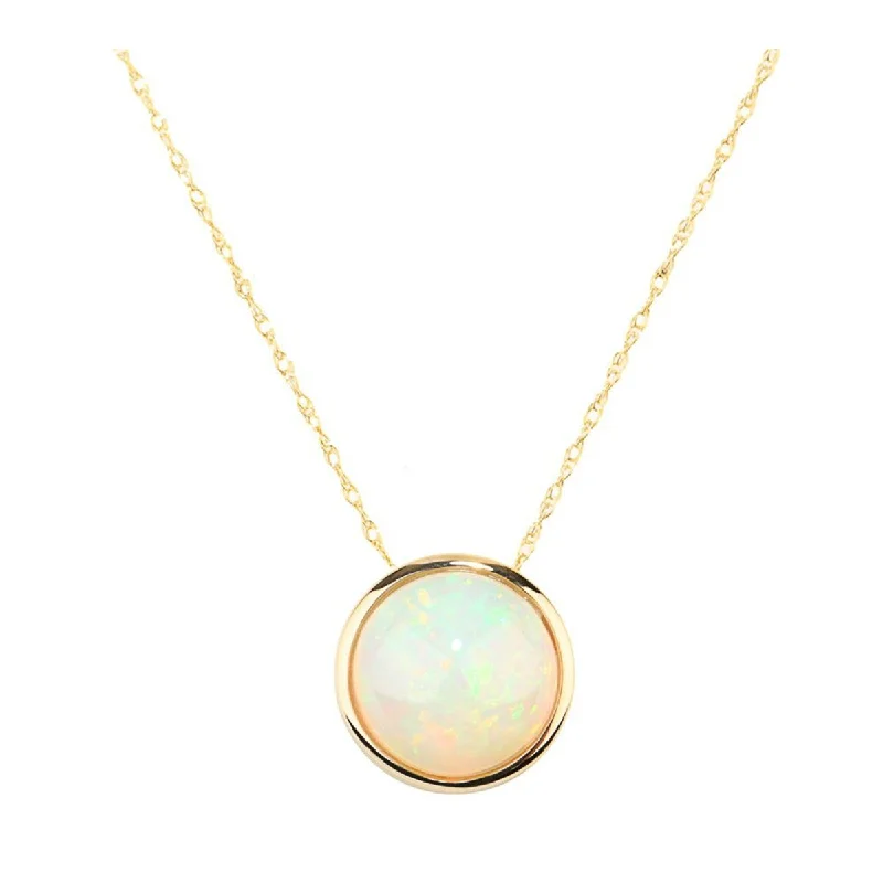 retro style necklace-14Kt Gold Ethiopian Opal Round Shaped Pendant