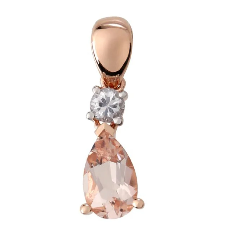 vintage opal charm necklace-14Kt Rose Gold Morganite and White Sapphire Pendant