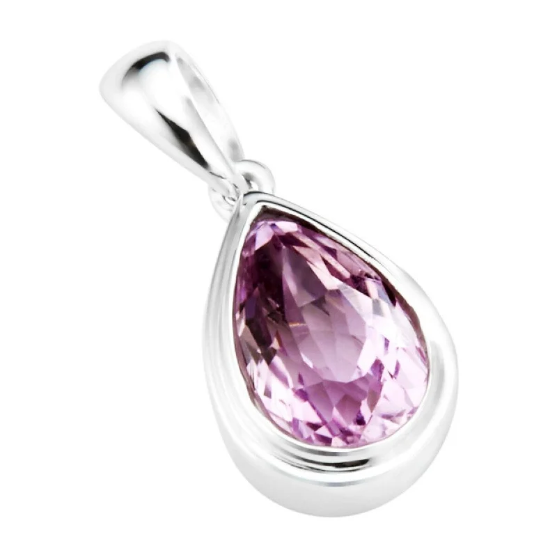 sterling silver bar necklace-14KT White Gold Kunzite Pendant