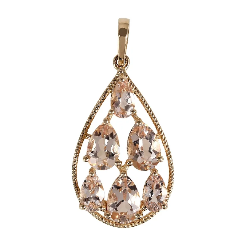 simple pendant necklace with initials-14Kt Yellow Gold Morganite Pendant