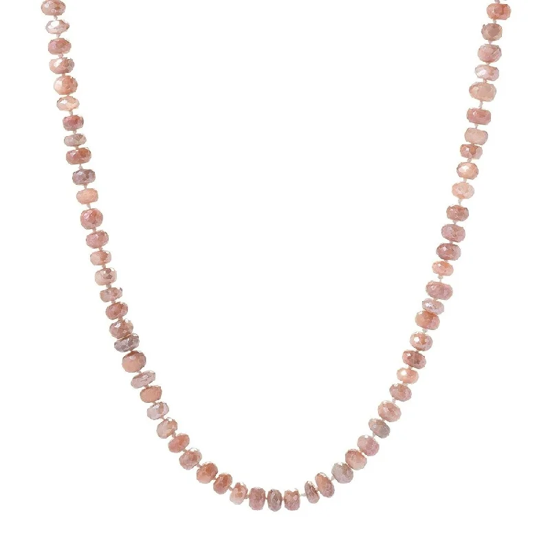 adjustable pendant necklace-35" Peach Moonstone Endless Beaded Necklace