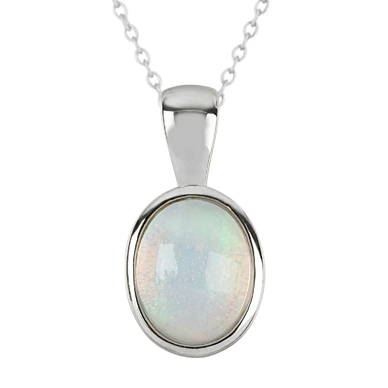 dainty layered gold necklace-925 Sterling Silver Ethiopian Opal Pendant