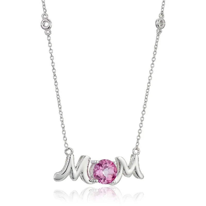 simple silver pendant necklace-925 Sterling Silver Pink Topaz Necklace