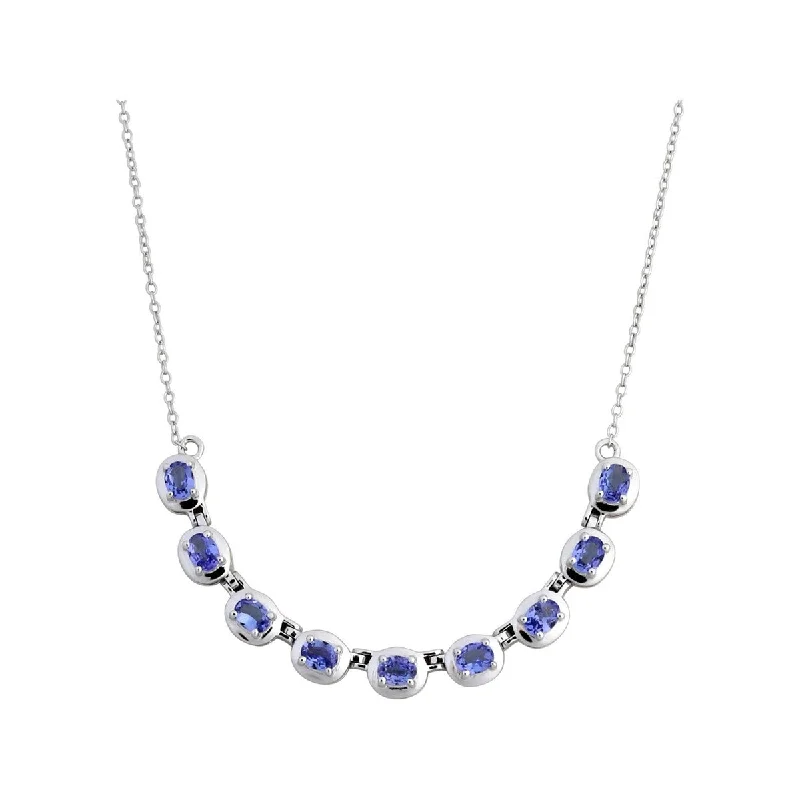 personal engraved heart necklace-925 Sterling Silver Tanzanite Necklace