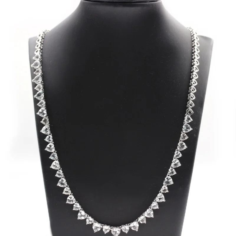 silver star pendant necklace-925 Sterling Silver White Topaz Necklace