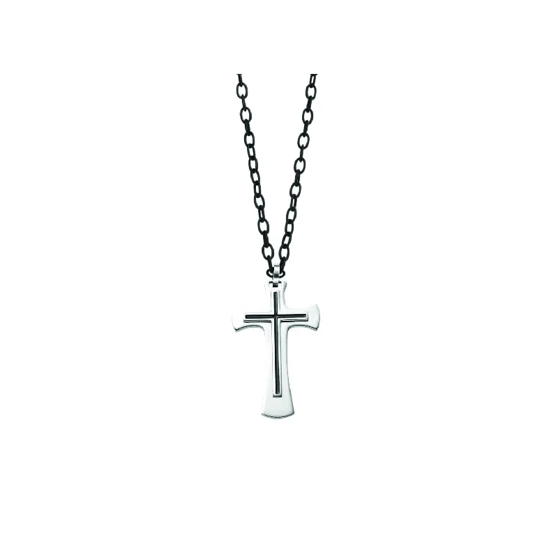 dainty layered gold necklace-Men's Steel Cross Pendant