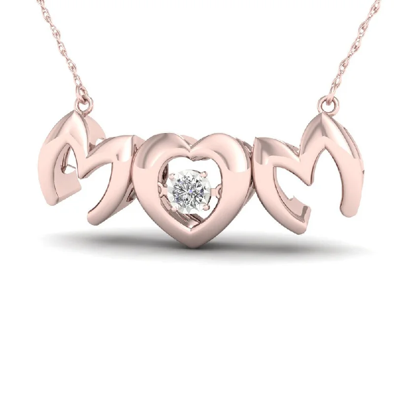 simple gold chain pendant necklace-De Couer 1/20ct TDW Diamond Mom Heart Necklace - Pink