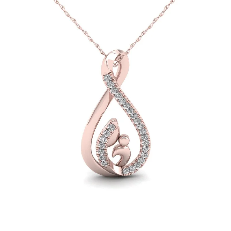 moonstone charm necklace-De Couer 1/20ct TDW Diamond Motherly Love Necklace - Pink