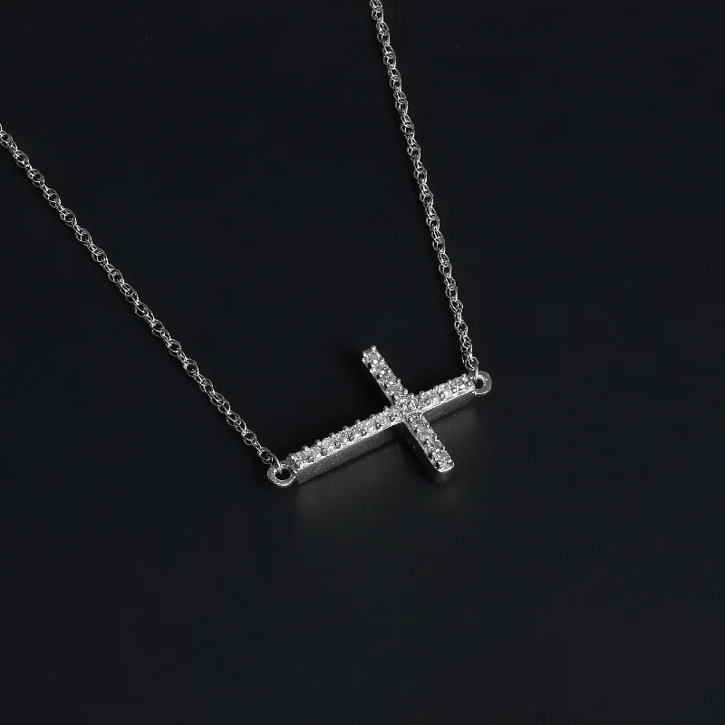 simple silver pendant necklace-De Couer 10k Gold 1/20ct TDW Diamond Cross Necklace