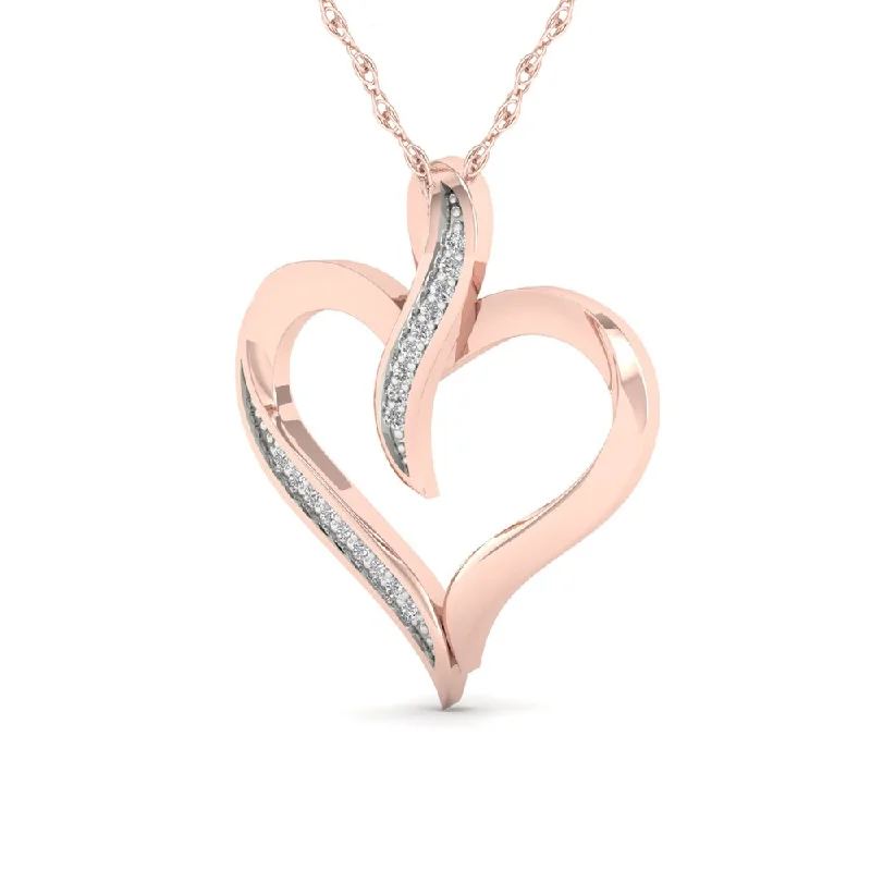 custom engraved name necklace-De Couer 10K Rose Gold 1/20ct TDW Diamond Necklace - Pink