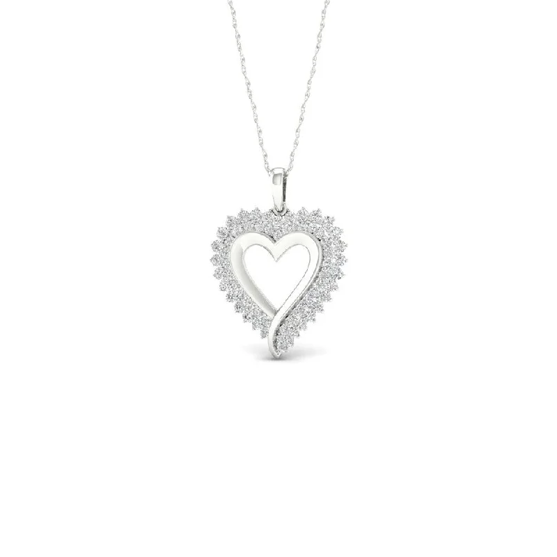 double heart necklace-De Couer 10k White Gold 1/2ct TDW Diamond Heart Necklace