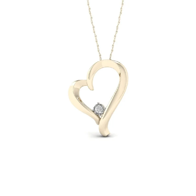 custom nameplate charm necklace-De Couer 10k Yellow Gold 1/20ct TDW Diamond Heart Necklace