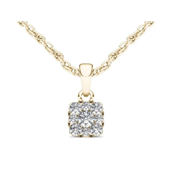 silver infinity chain necklace-De Couer 10k Yellow Gold 1/4ct TDW Diamond Cluster Solitaire Necklace