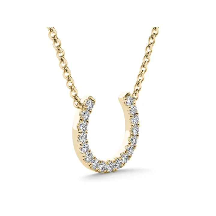 personalized gold charm necklace-De Couer 14k Yellow Gold 1/3ct TDW Diamond Horseshoe Necklace