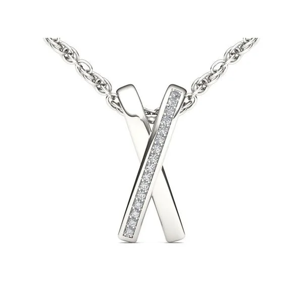 men’s custom pendant necklace-De Couer IGI Certified 10k White Gold 1/20ct TDW Diamond "X" Necklace - White H-I