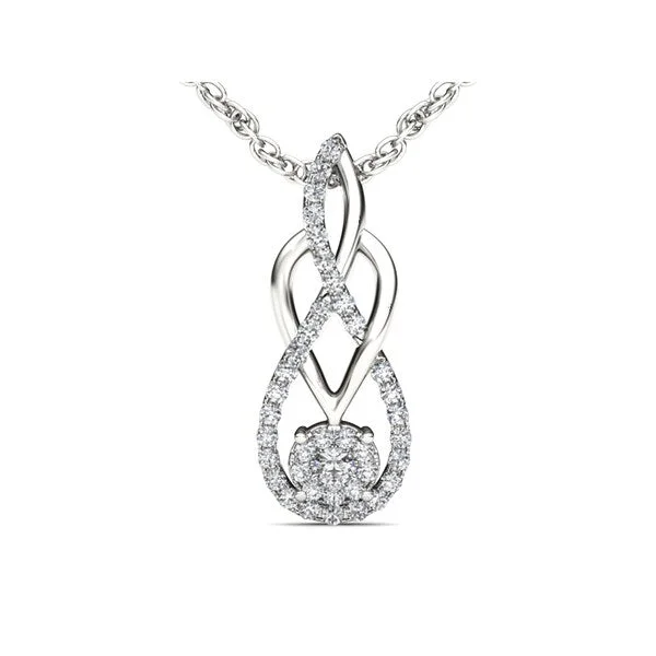 delicate gemstone chain necklace-De Couer IGI Certified 10k White Gold 1/4ct TDW Diamond Infinity Fashion Necklace - White H-I