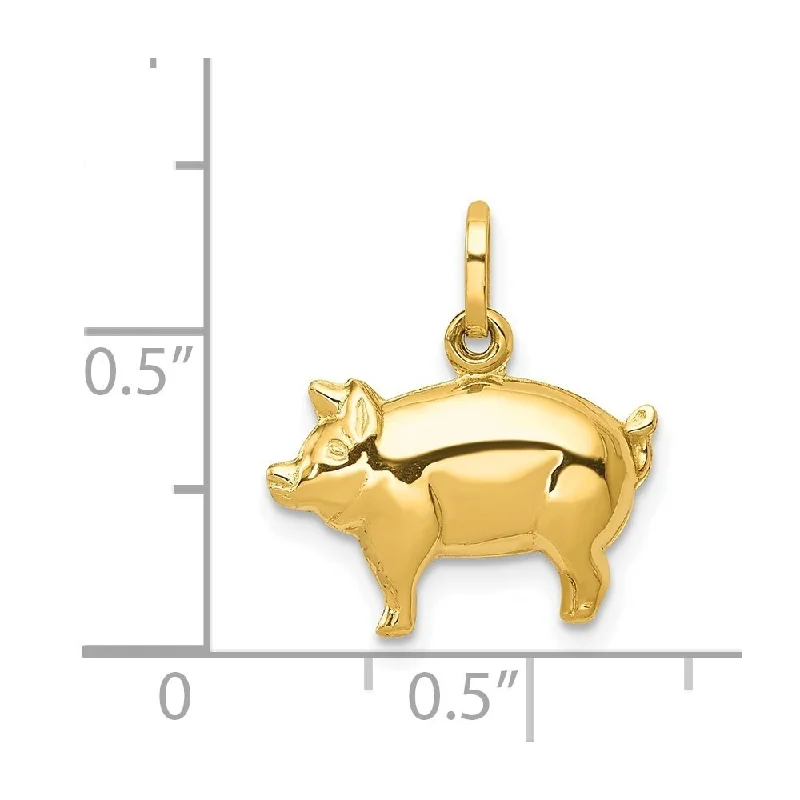 birthstone charm bar necklace-Diamond2Deal 14K Yellow Gold Pig Pendant (L- 16.5 mm, W- 16 mm)