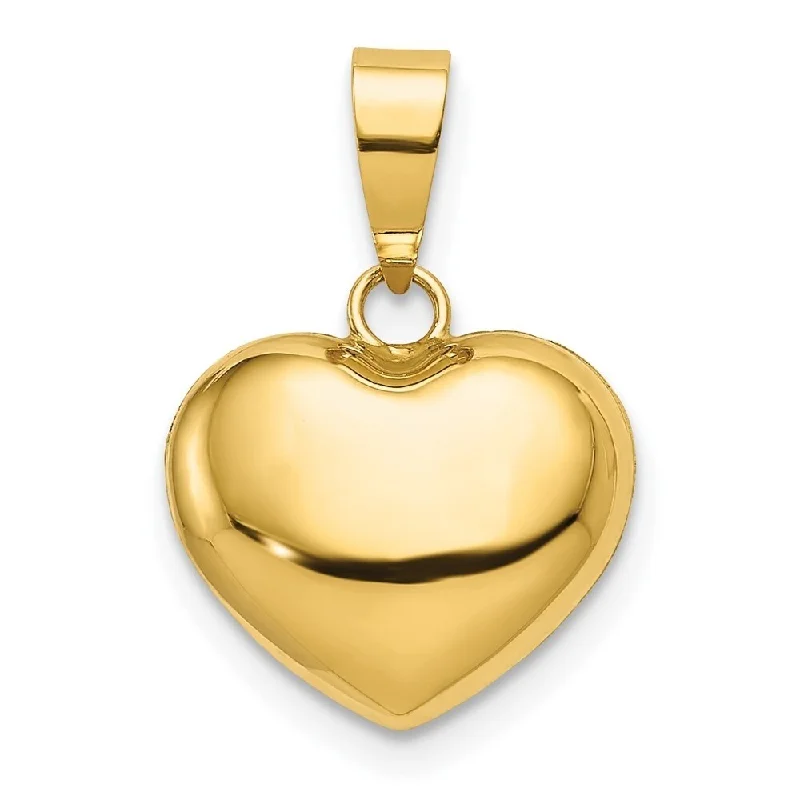 double heart necklace-Diamond2Deal 14K Yellow Gold Puffed Heart Pendant (L- 16 mm, W- 12 mm)