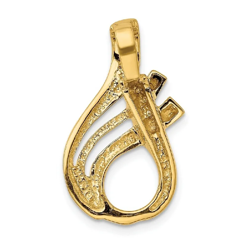 luxury gemstone necklace-Diamond2Deal 14K Yellow Gold Reversible Omega Slide Pendant (L- 27 mm, W- 17 mm)