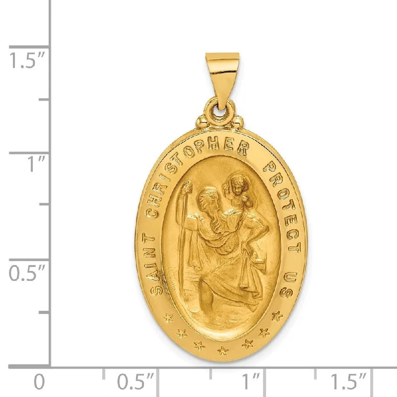 silver choker necklace-Diamond2Deal 14K Yellow Gold Saint Christopher Medal Pendant (L- 37 mm, W- 21 mm)