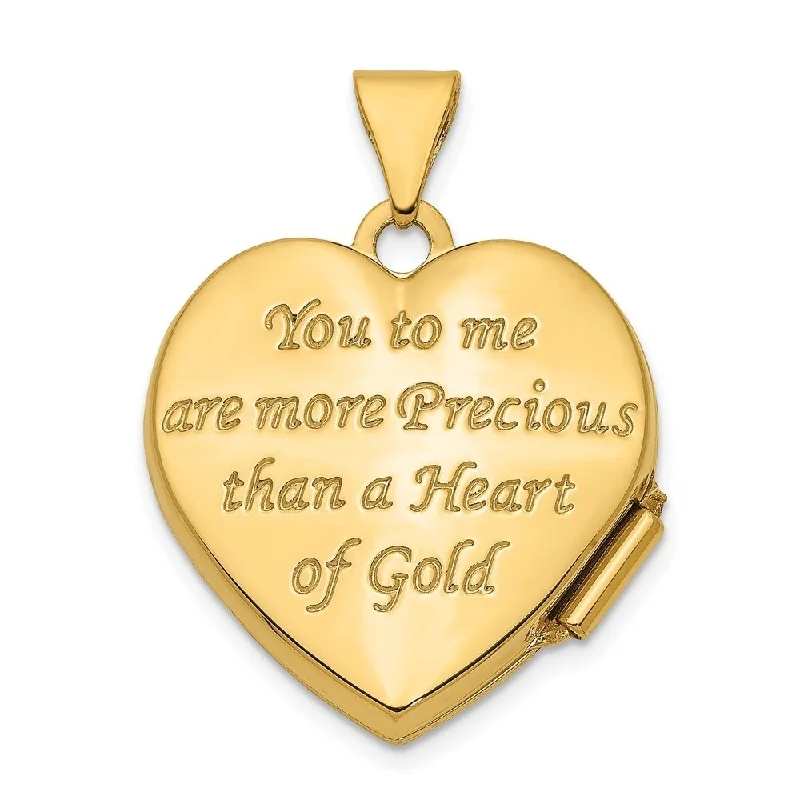 moon charm necklace-Diamond2Deal 14K Yellow Gold White Rhodium Knotted Heart of Gold Reversible Heart Locket