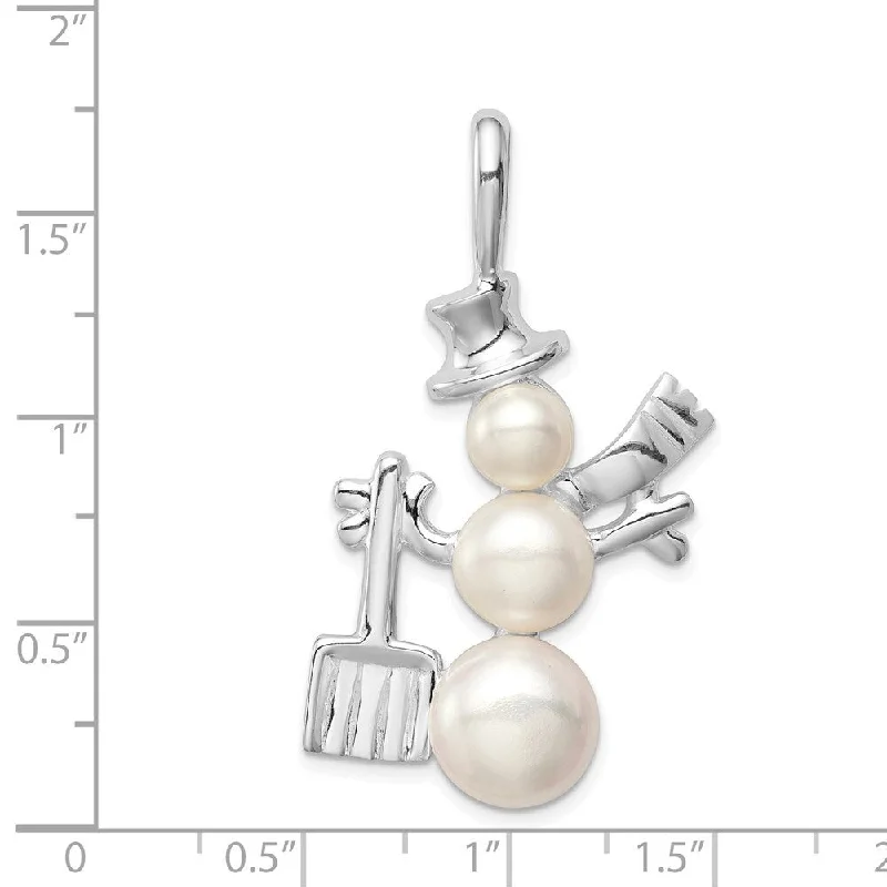 sterling silver butterfly necklace-Diamond2Deal 925 Sterling Silver Pearl Snowman Pendant (L- 32 mm, W- 25 mm)