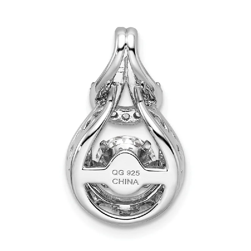 engraved silver heart necklace-Diamond2Deal 925 Sterling Silver Platinum-plated Vibrant Cubic Zirconia Knot Pendant