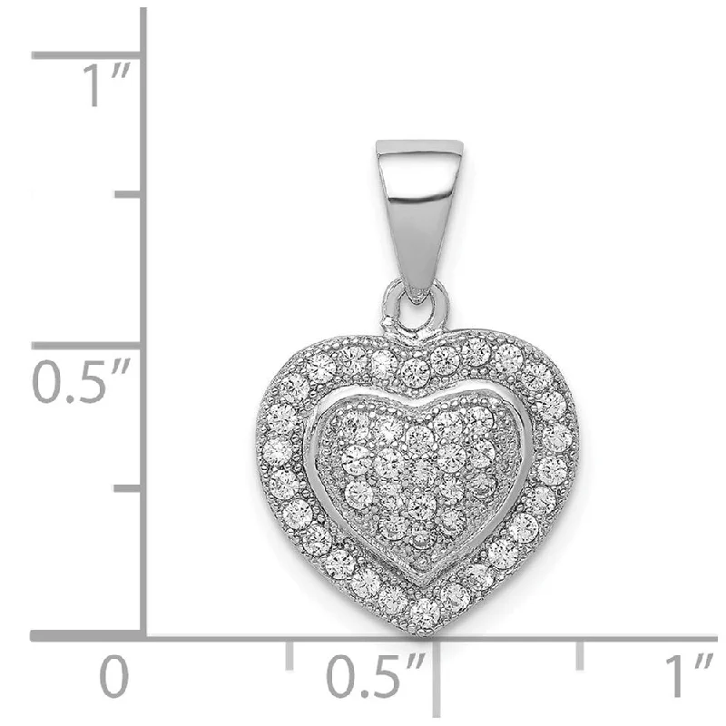 chic crystal pendant necklace-Diamond2Deal 925 Sterling Silver Rhodium Plated Cubic Zirconia Heart Pendant