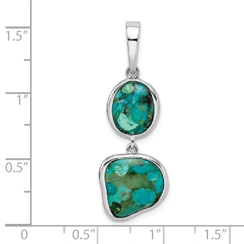 unique charm pendant necklace-Diamond2Deal 925 Sterling Silver Rhodium-plated w/Reconstituted Turquoise Pendant