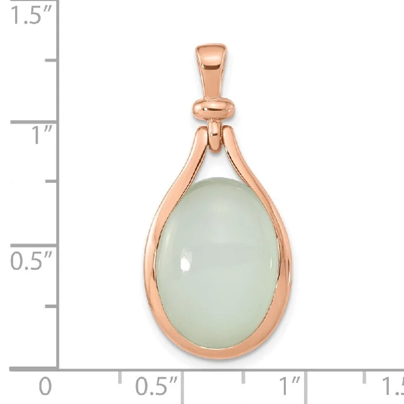 silver infinity chain necklace-Diamond2Deal 925 Sterling Silver Rose Gold-plated Green Chalcedony Pendant (L-30.88mm, W-15.35mm)