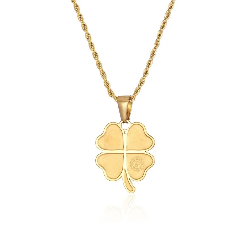 elegant chain necklace-Four Leaf Clover Pendant - Gold