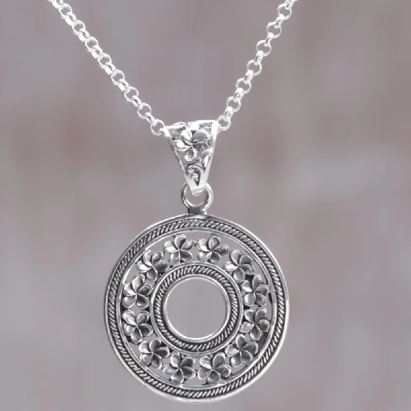 vintage style charm necklace-Handcrafted Sterling Silver 'Jepun Coin' Necklace (Indonesia) - 7'6" x 9'6"