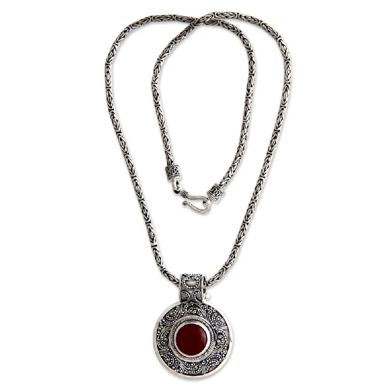 birthstone charm pendant necklace-Handmade Carnelian Luxury Necklace (Indonesia)