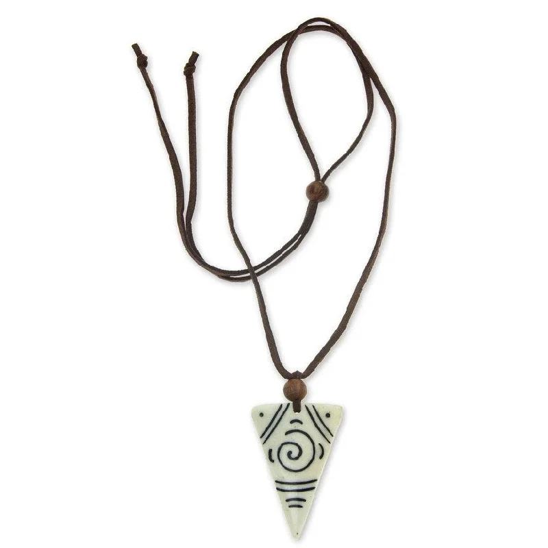 women’s double layer necklace-Handmade Chang Wood 'Primordial Energy' Necklace (Indonesia)