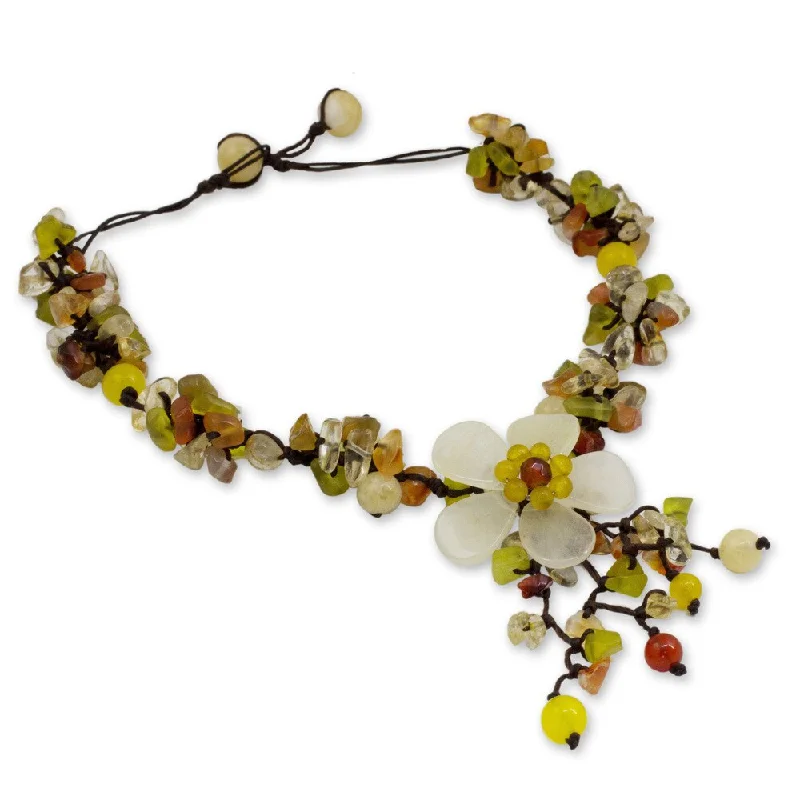 gemstone and silver necklace-Handmade Multi-gemstone 'Dazzling Bloom' Necklace (Thailand)