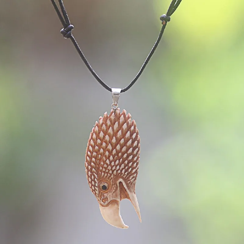 rose gold pendant necklace for women-Handmade Sterling Silver 'Fierce Eagle' Necklace (Indonesia)