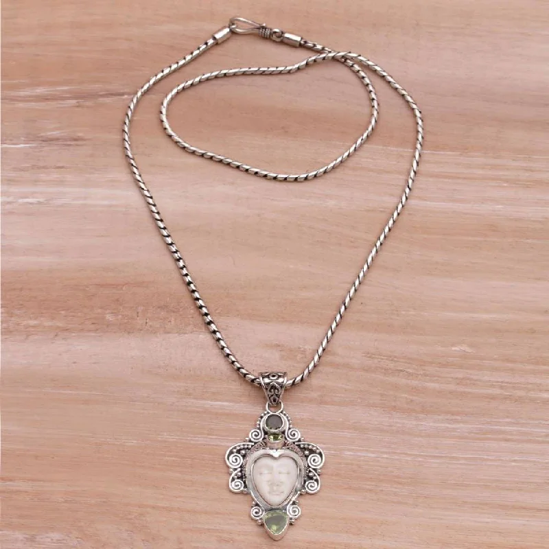 crystal drop necklace-Handmade Sterling Silver 'Moonlight Warrior' Peridot Necklace (Indonesia)