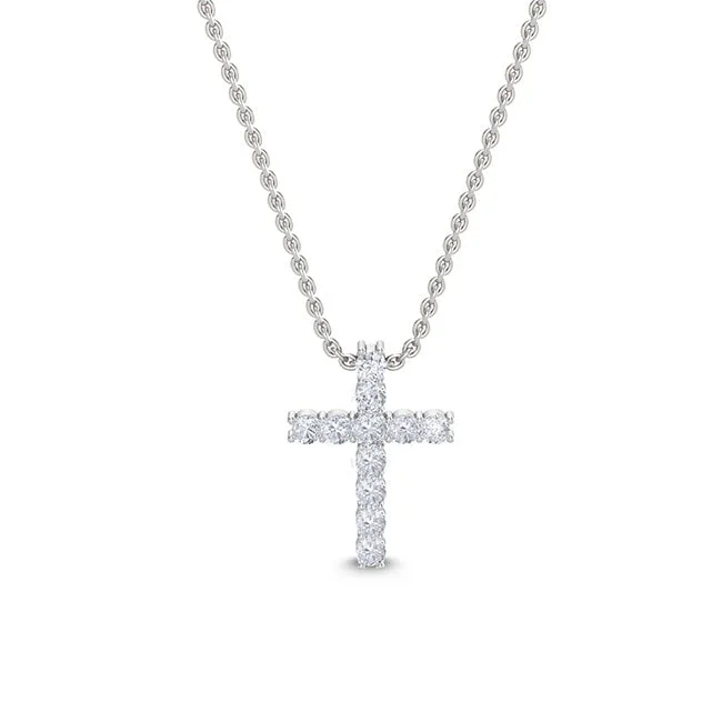 gold pendant choker necklace-Lab Grown Diamond Cross Necklace