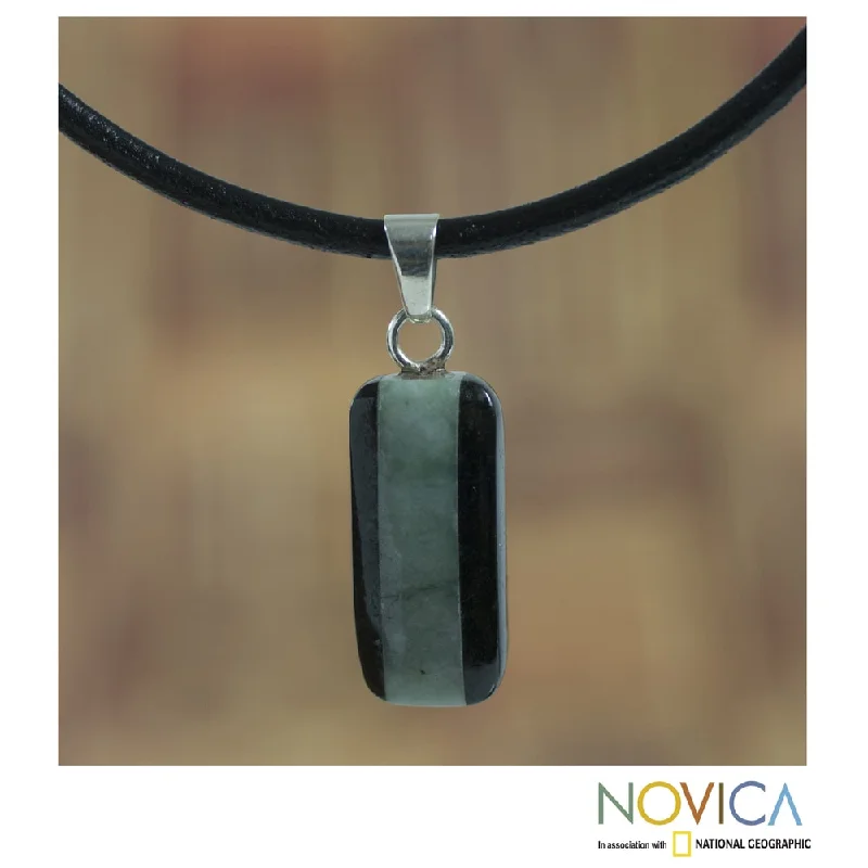 engraved name tag necklace-Leather 'Maya Legend' Jade Necklace (Guatemala)