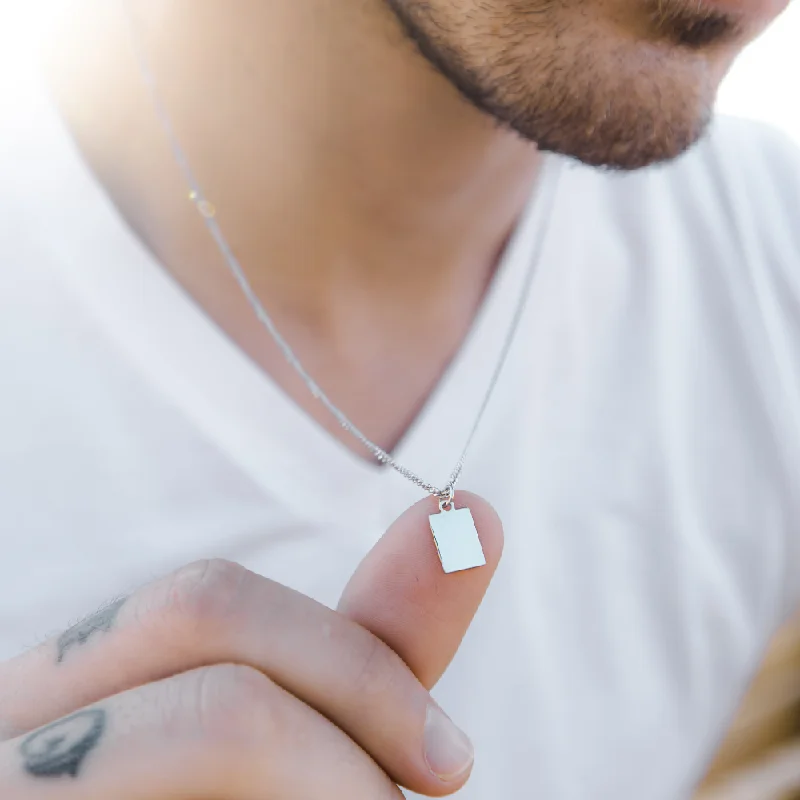 heart lock necklace-Mini Bar Pendant - Silver