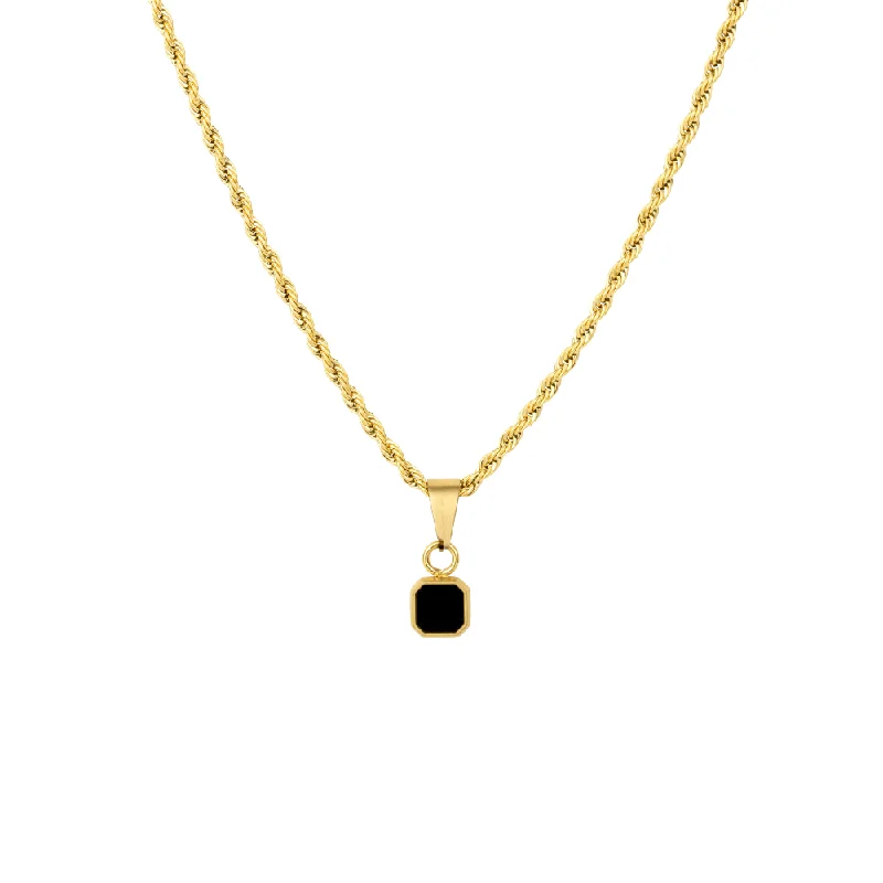 long gold pendant necklace-Mini Black & Gold Onyx Pendant