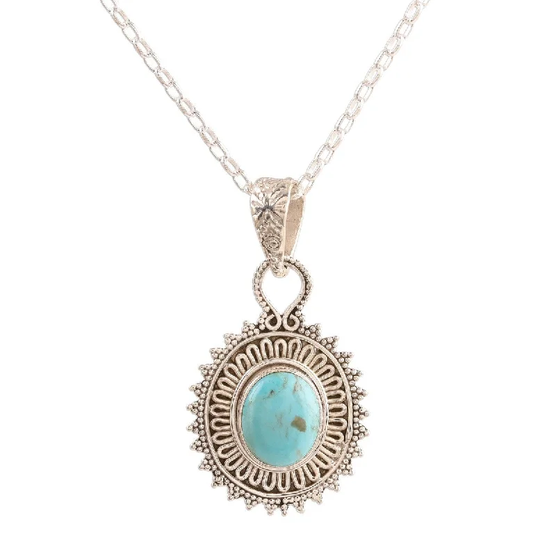 lucky coin pendant necklace-NOVICA Dotted Charm, Reconstituted turquoise pendant necklace