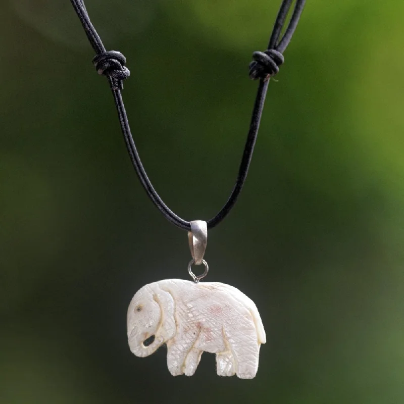 custom wedding necklace-NOVICA Handmade Leather 'Stoic Elephant' Necklace (Indonesia)