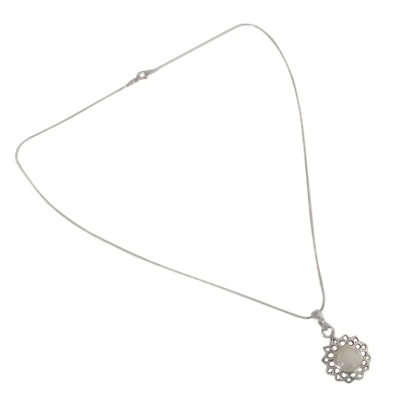 dainty initial charm necklace-NOVICA Handmade Sterling Silver 'Midnight Sun' Moonstone Necklace (India) - 7'6" x 9'6"