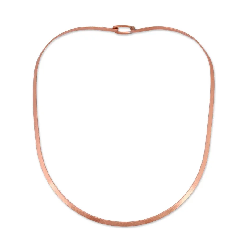 women’s sterling silver necklace-NOVICA Idyllic Fantasy, Copper collar necklace