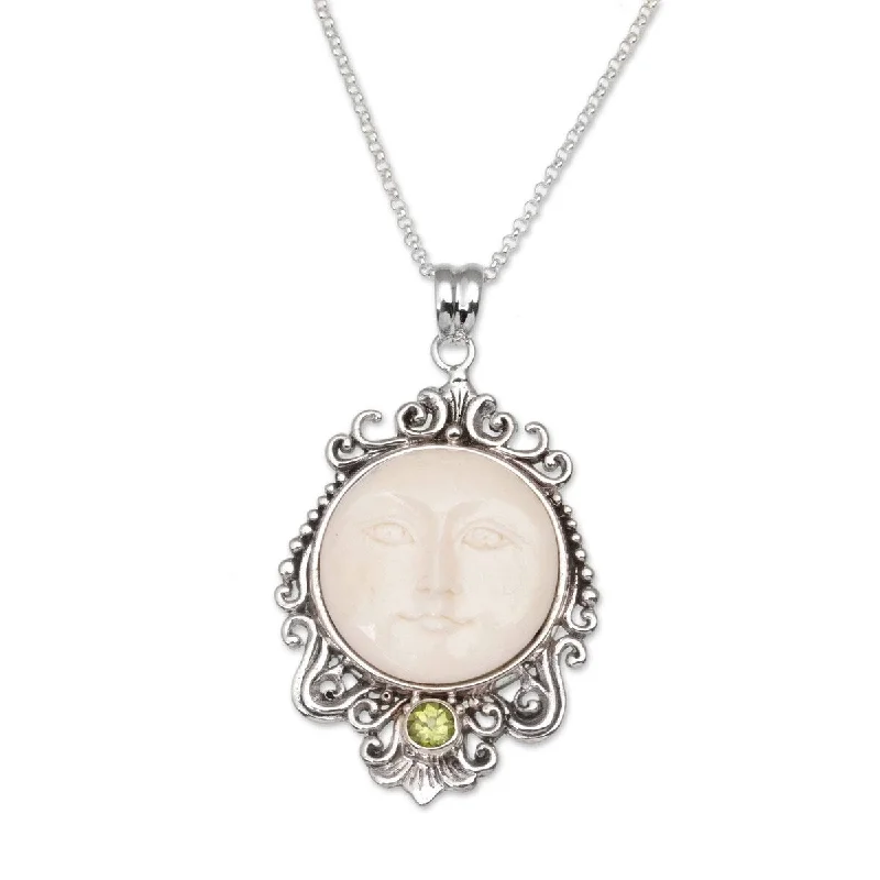 vintage charm necklace-NOVICA Moonlight Stare, Peridot pendant necklace