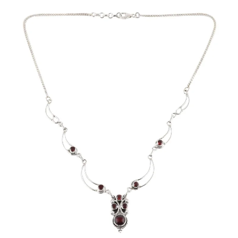 elegant pendant necklace with chain-NOVICA Radiant Princess, Garnet pendant necklace