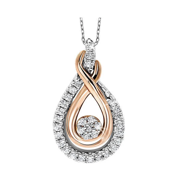 elegant crystal pendant necklace-MIX METAL ROSE GOLD SILVER DIAMOND (1/6CTW) PENDANT